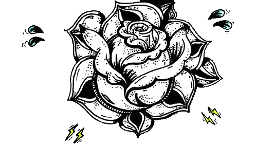 Black And White Rose With Lightning Bolts Sticker