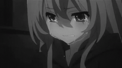 Black And White Sad Anime Girl Crying GIF