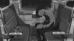 Black And White Sad Train Ride GIF