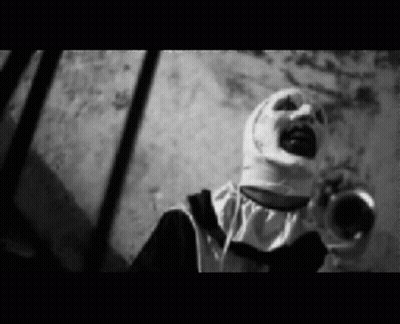 Black And White Scary Clown In Nun Costume Screaming GIF