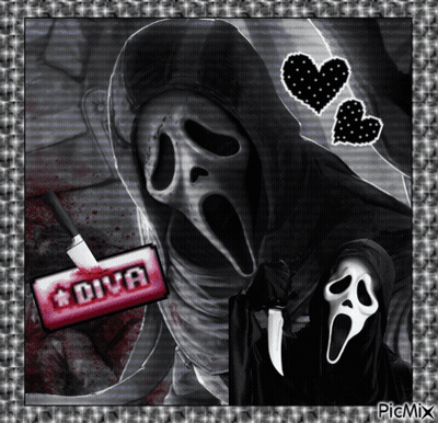 Black And White Scream With Diva Sign GIF