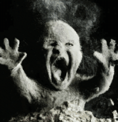 Black And White Screaming Monster GIF