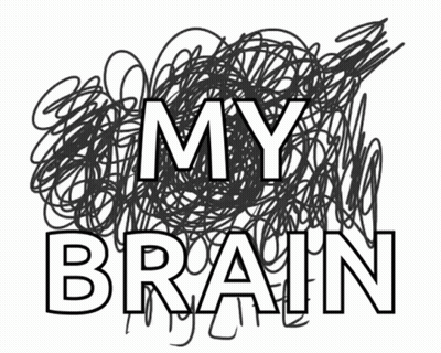 Black And White Scribble Saying My Brain GIF