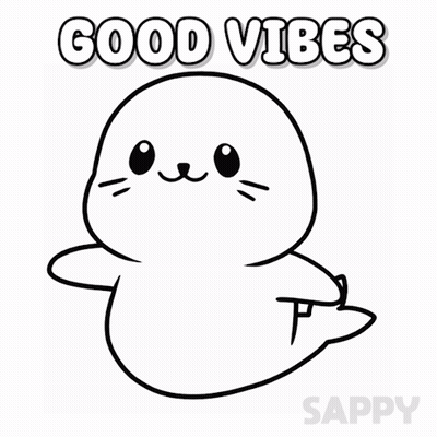 Black And White Seal With Good Vibes GIF