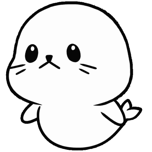 Black And White Seal With Heart Tail Sticker
