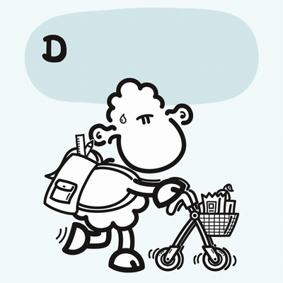 Black and White Sheep Carrying Backpack With Walker Dienstag