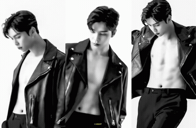 Black And White Shirtless Man In Leather Jacket Adam GIF