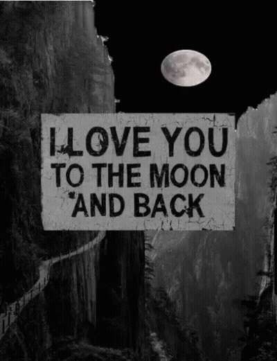 Black And White Sign I Love You To The Moon And Back GIF