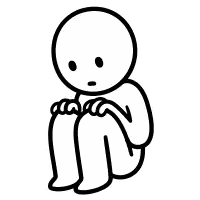 Black And White Sitting Cartoon Sticker