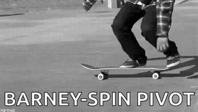 Black And White Skateboarder Barney Spin Pivot Trick GIF