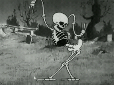 Black And White Skeleton Dancing In Field GIF