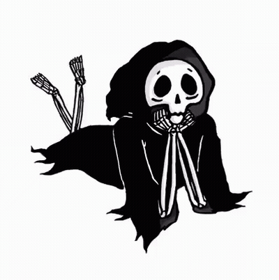 Black And White Skeleton In Hooded Cape GIF
