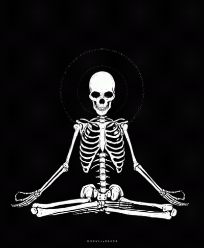Black And White Skeleton In Lotus Position GIF