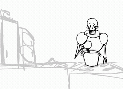 Black And White Skeleton With Bucket GIF