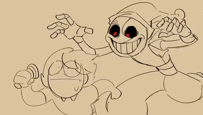 Black And White Skeleton With Red Eyes And Cartoon Character GIF