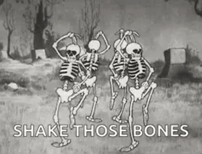 Black And White Skeletons Dancing Shake Those Bones GIF