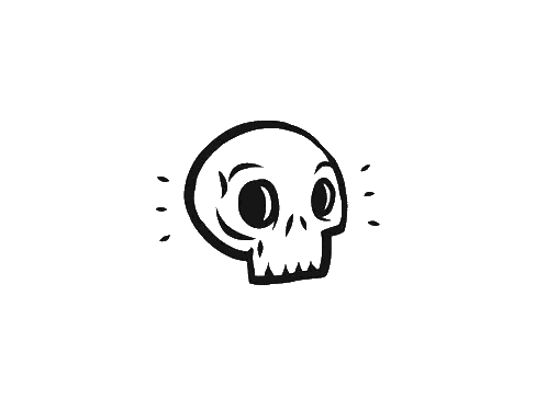 Black And White Skull Drawing With Big Eyes Sticker