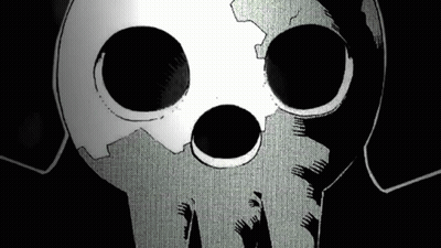 Black And White Skull With Big Eyes And Hole GIF
