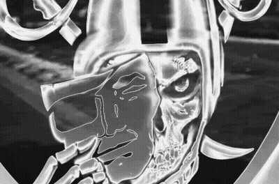 Black And White Skull With Helmet And Horns GIF