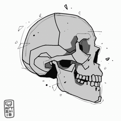 Black And White Skull With Letters L.T.E.M GIF