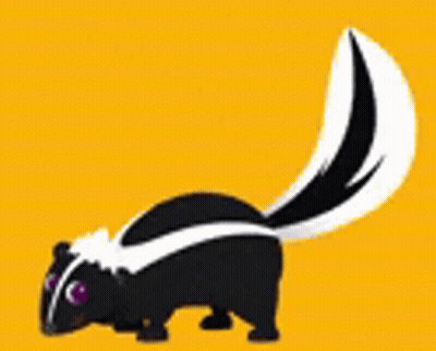 Black And White Skunk With Purple Eyes And Long Tail GIF
