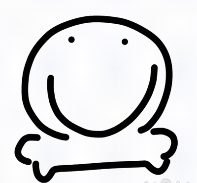 Black And White Smiley Face With Bone GIF