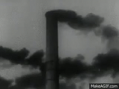 Black And White Smoke From Factory Chimney GIF