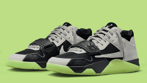 Black And White Sneakers With Glow In The Dark Sole GIF