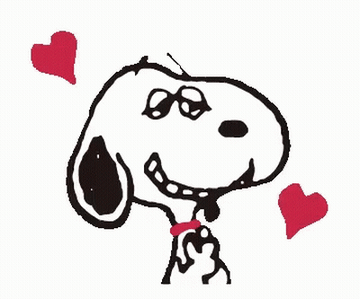 Black And White Snoopy With Red Hearts GIF