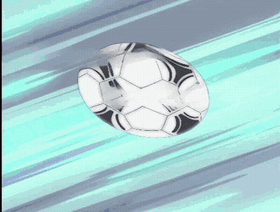 Black And White Soccer Ball Flying On Blue GIF