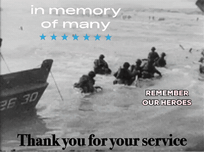 Black And White Soldiers In Boat Remember Our Heroes GIF