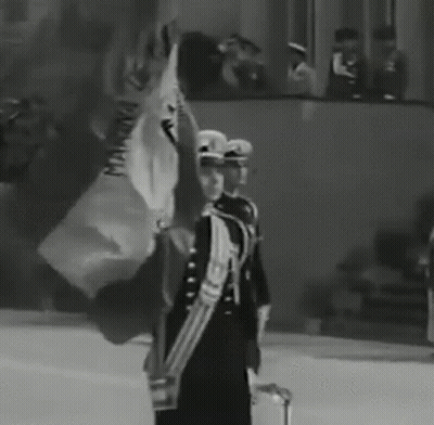 Black And White Soldiers Marching With Guns GIF