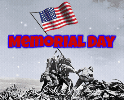 Black And White Soldiers Raising American Flag Memorial Day GIF