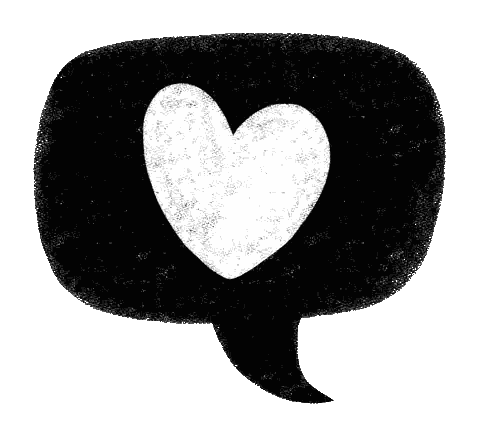 Black And White Speech Bubble With Heart Sticker