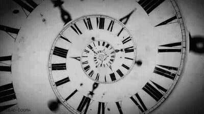Black And White Spiral Clock Roman Numerals GIF
