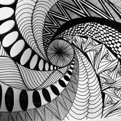 Black And White Spiral With Circles GIF