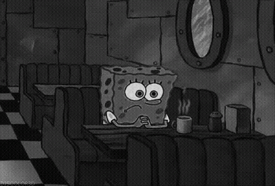 Black And White SpongeBob SquarePants In Diner GIF
