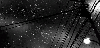 Black And White Starry Night Sky With Telephone Wires And Street Light GIF