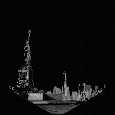 Black And White Statue Of Liberty With Letter J GIF