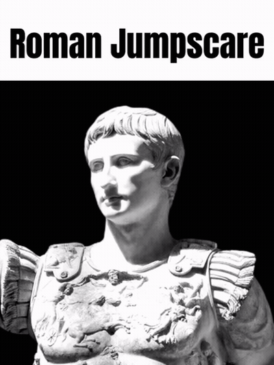 Black And White Statue With Roman Jumpscare GIF