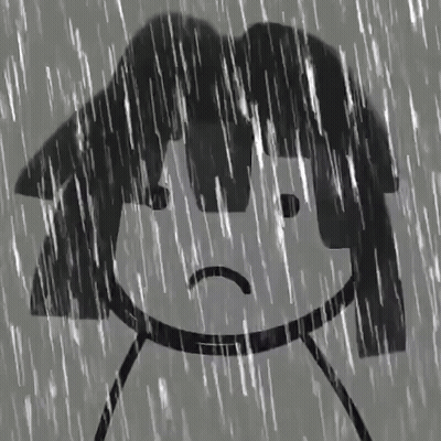 Black And White Stick Figure Sad In Rain GIF