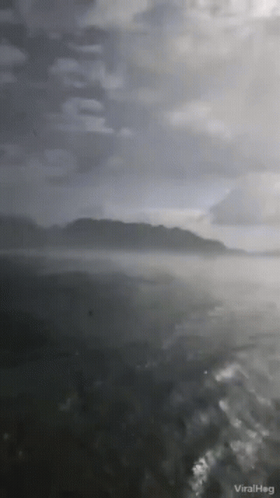 Black And White Stormy Sky Over Water GIF