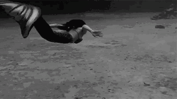 Black And White Swimming Mermaid GIF