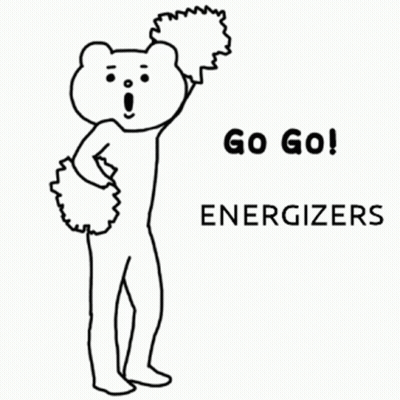 Black And White Teddy Bear Holding Pom Pom Saying Go Go Energizers GIF