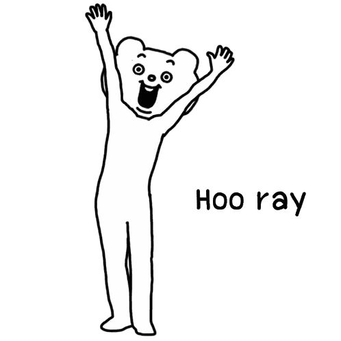 Black And White Teddy Bear Hoo Ray Sticker