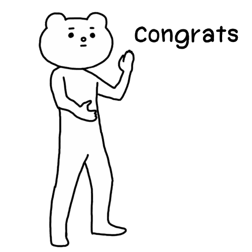 Black And White Teddy Bear Saying Congrats Sticker