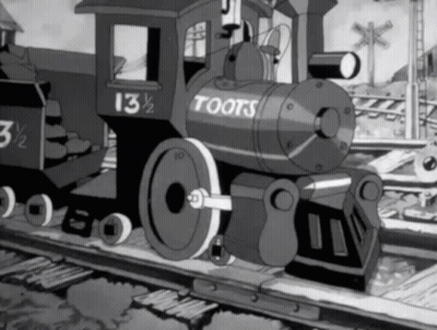 Black And White Toots Train Engine GIF