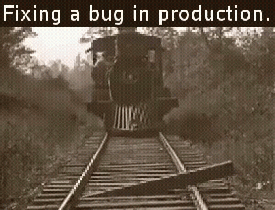 Black And White Train Fixing A Bug In Production GIF