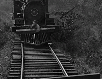 Black And White Train Number 5 GIF