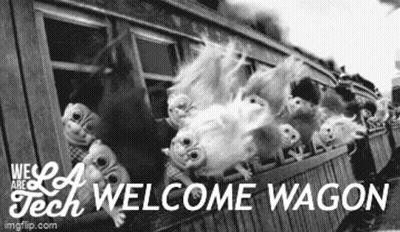 Black And White Train With Dolls GIF